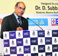 Reserve Bank of India governor Duvvuri Subbarao addresses the the 7th International Banking & Finance Conference in Mumbai on Wednesday.