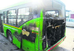 The CTU bus that caught fire near Sector 51 in Chandigarh 