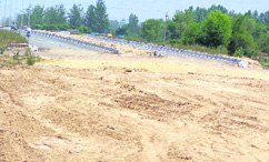 A view of the four-laned Ropar bypass on which work has been stalled.