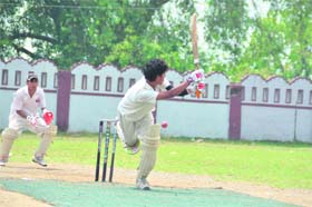 A batsman in action during a match in the 2nd Rattan Chand Memorial Cricket Tournament in Dehradun on Thursday