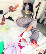 A victim undergoing treatment at Patti health centre on Thursday. 