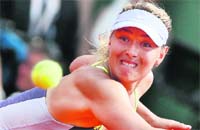 Defending champion Maria Sharapova bludgeoned her way past third seed Victoria Azarenka 6-1 2-6 6-4 to reach the French Open final on Thursday
