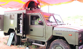 The Laser Ordinance Disposal System developed by DRDO during a trial at the Terminal Ballistic Research Loboratory range near Chandigarh.