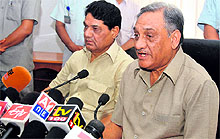 Chief Minister Vijay Bahuguna addresses mediapersons in Dehradun on Friday