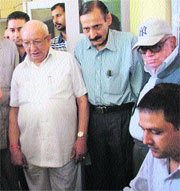 Speaker Brij Butail inaugurates a medical camp at Palampur on Friday.