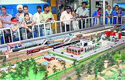 Visitors to the Pushpa Gujral Science City view the rail gallery after its opening in Kapurthala on Friday