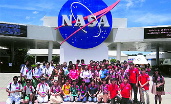 Students of Ryan International School on an educational tour to NASA, USA