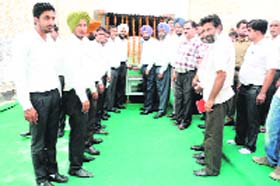 District and Sessions Judge Fatehdeep Singh lays the foundation stone of the lawyers chambers at the Sub-Divisional Courts Complex in Guruharsahai on Thursday