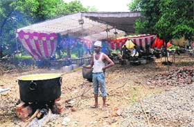 Food being cooked for a religious congregation on the encroached land at Sector 10-A in Chandigarh