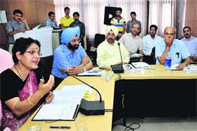 Sudha Sharma, Chairperson, Central Board of Direct Taxes (CBDT), interacts with officers, staff, tax payees, CAs and advocates in Jammu on Saturday