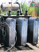 A damaged transformer in Jammu. 