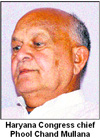 Haryana Congress chief Phool Chand Mullana
