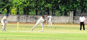 A match between Ludhiana and Jalandhar in progress during the PCA Inter-Academy Tournament at the PAU in Ludhiana on Monday.