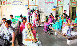 Patients wait for their turn at the Civil Hospital after doctors resumed work in Amritsar on Tuesday