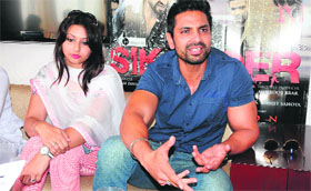 Actor Kartar Cheema interacts with the media in Bathinda on Tuesday.
