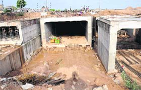 The construction of road under the railway bridge is hanging fire at Halo Majra, Chandigarh