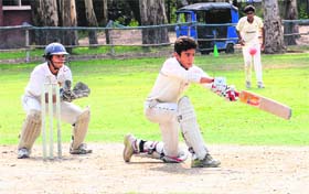Players in action during the Chaudhary Bansi Lal Memorial Cricket Tournament in Sector 19, Chandigarh, on Wednesday