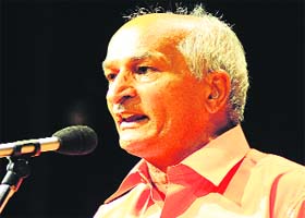 A participant at The Comedian of The Year show at The Tagore Theatre in Chandigarh