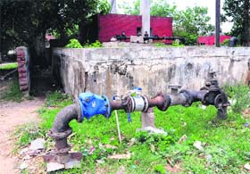 The broken boundary wall and the tubewell in a bad condition in Sector 45 in Chandigarh