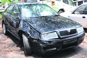 The car that hit the victim's motorcycle