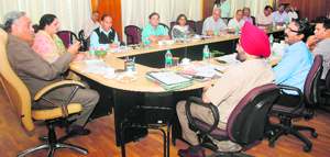 Chief Minister Vijay Bahuguna at a review meeting of the Tourism Department at the Secretariat in Dehradun on Wednesday.
