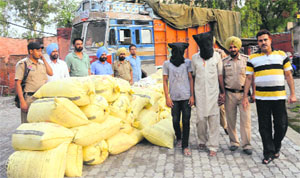 Forty bags of poppy husk were seized from inter-state smugglers by the police in Bathinda on Thursday.
