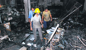 The factory that was gutted in Industrial Area, Phase I, Panchkula, on Thursday