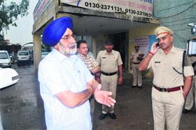 Punjab Education Minister Sikander Singh explains the accident at the Kundli police station on Thursday