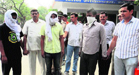 The accused in the kidnapping case in police custody at Sonepat.