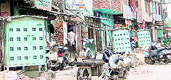 Pillar boxes at Hindustan Basti outside Hathi Gate in Amritsar
