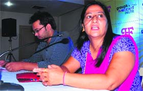 A spokesperson for Group K's Media Delight at a press conference in Ludhiana on Friday