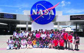 Students and staff members of GMT Public School at NASA