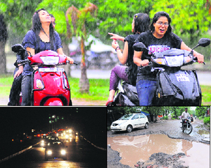JOYRIDE: Students enjoy scooter rides on the Panjab University campus in Chandigarh on Saturday. Tribune Photo: S Chandan