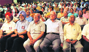 Members of the Chandigarh Senior Citizen Association attend a seminar at Government Museum and Art Gallery in Sector 10, Chandigarh, on Saturday.