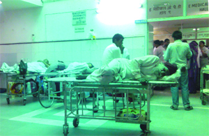 Patients outside the emergency ward at the PGI, Chandigarh. 