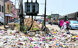 Heaps of garbage lying on the Digiana Road in Jammu