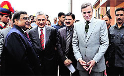 Chief Justice of India Justice Altamas Kabir and Chief Minister Omar Abdullah at the inauguration function of the State Judicial Acdemy Complex in Srinagar on Sunday
