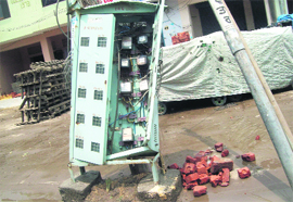 An open junction box at Grain Market in Sahnewal.