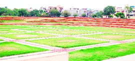 A view of the open air theatre of Amrit Anand Park at Ranjit Avenue in Amritsar.