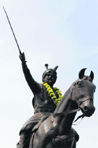 A statue of Maharaja Gulab Singh, the founder of Dogra dynasty,  in Jammu. 