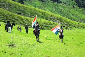 Gujjars take part in equestrian contests organised by the Army in Bhaderwah. 