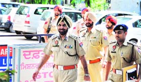 The new Commissioner of Police, Paramjit Singh, on his way to attend a press conference in Ludhiana