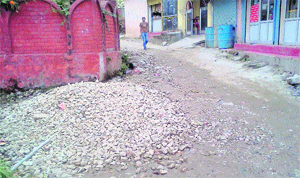 The Ghuggar Nullah road has been converted into a drain after the rains. 