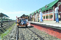 A view of the railway station in Banihal town in Jammu division
