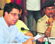 Deputy Commissioner Rahul Tiwari during a press conference in Ludhiana.