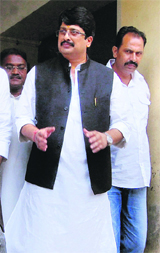Former UP minister Raja Bhaiyya at the special CBI court in Lucknow on Tuesday.