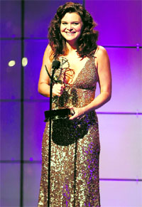 Heather Tom accepts the award for outstanding lead actress in a drama series The Bold and the Beautiful during the 40th annual Daytime Emmy Awards.