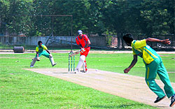 The cricket match in progress at Police Public School ground in Bathinda on Wednesday