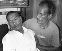 The victim, Ompal, in an unconscious state at his residence in Rajiv Colony, Panchkula, on Wednesday. Tribune photo