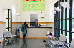 The reception area of the super speciality hospital in Jammu. Tribune photo: Inderjeet Singh